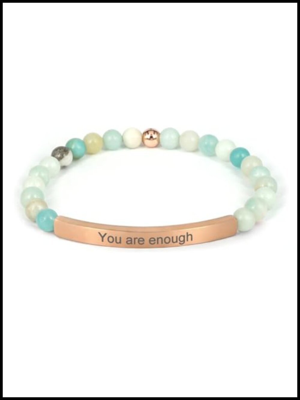 18K Gold Plated Inspirational Christian Stretch Bracelet with Amazonite Beads